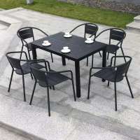 cheap price outdoor restaurant waterproof polywood wooden dining table and 6 chairs for RH127